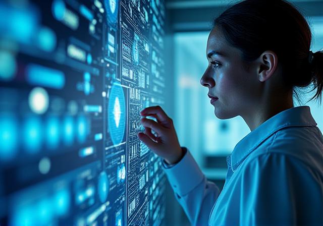 Científico analizando datos de inteligencia artificial